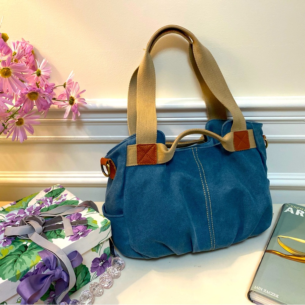 Flower rain denim bag